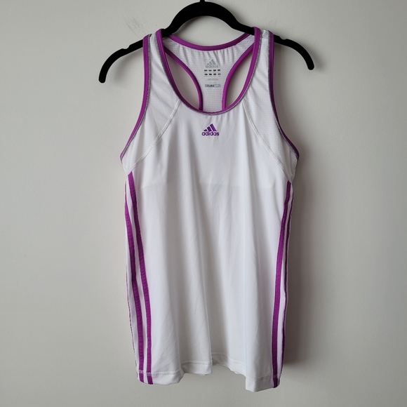ADIDAS Climalite Racerback White and Purple Sports Tank Top Size M - Picture 2 of 12